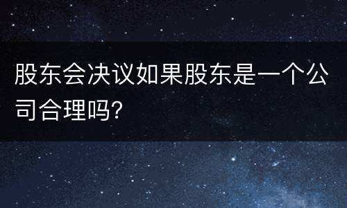股东会决议如果股东是一个公司合理吗？