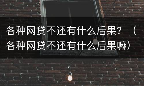 各种网贷不还有什么后果？（各种网贷不还有什么后果嘛）