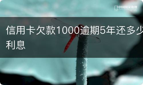 信用卡欠款1000逾期5年还多少利息