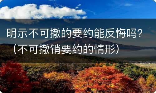 明示不可撤的要约能反悔吗？（不可撤销要约的情形）