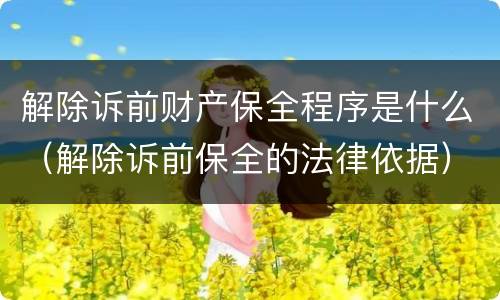 解除诉前财产保全程序是什么（解除诉前保全的法律依据）