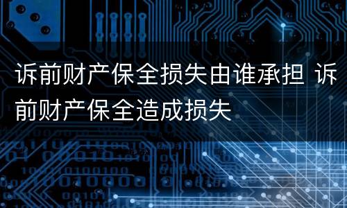 诉前财产保全损失由谁承担 诉前财产保全造成损失