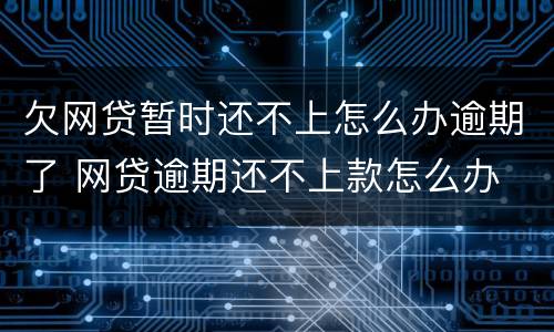 欠网贷暂时还不上怎么办逾期了 网贷逾期还不上款怎么办