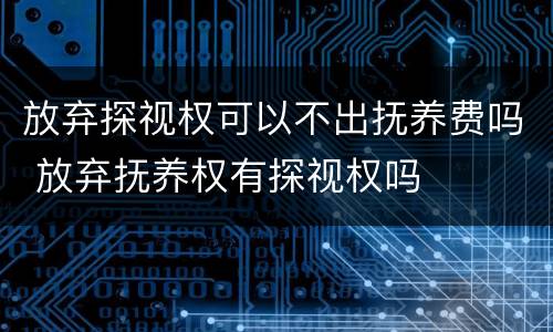 放弃探视权可以不出抚养费吗 放弃抚养权有探视权吗