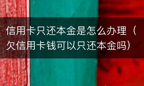 信用卡只还本金是怎么办理（欠信用卡钱可以只还本金吗）