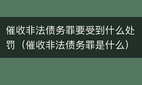 催收非法债务罪要受到什么处罚（催收非法债务罪是什么）
