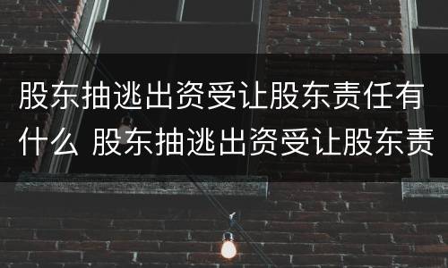 股东抽逃出资受让股东责任有什么 股东抽逃出资受让股东责任有什么规定