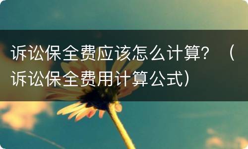 诉讼保全费应该怎么计算？（诉讼保全费用计算公式）
