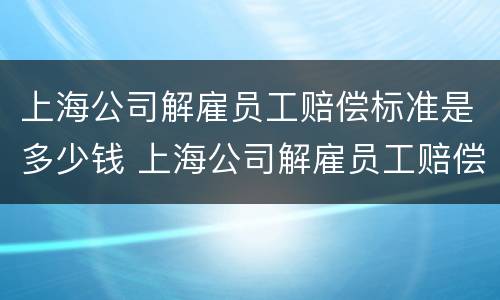 上海公司解雇员工赔偿标准是多少钱 上海公司解雇员工赔偿标准是多少钱一个月