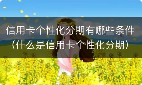 信用卡个性化分期有哪些条件（什么是信用卡个性化分期）