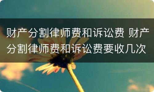 财产分割律师费和诉讼费 财产分割律师费和诉讼费要收几次费用