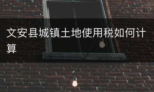 文安县城镇土地使用税如何计算