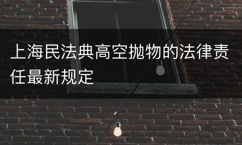 上海民法典高空抛物的法律责任最新规定