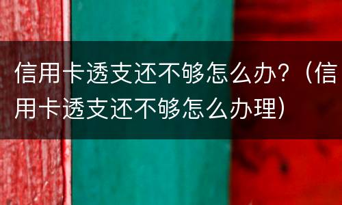 信用卡透支还不够怎么办?（信用卡透支还不够怎么办理）