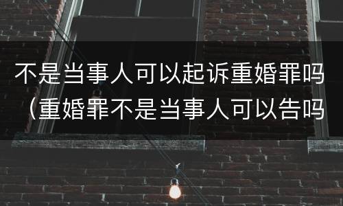 不是当事人可以起诉重婚罪吗（重婚罪不是当事人可以告吗）