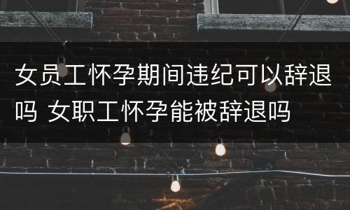 女员工怀孕期间违纪可以辞退吗 女职工怀孕能被辞退吗