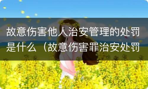故意伤害他人治安管理的处罚是什么（故意伤害罪治安处罚的标准）