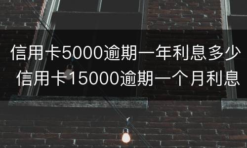 信用卡5000逾期一年利息多少 信用卡15000逾期一个月利息是多少