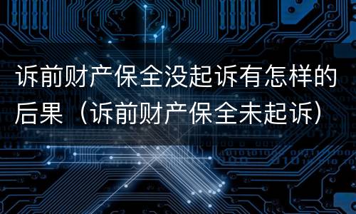 诉前财产保全没起诉有怎样的后果（诉前财产保全未起诉）