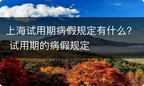 上海试用期病假规定有什么？ 试用期的病假规定