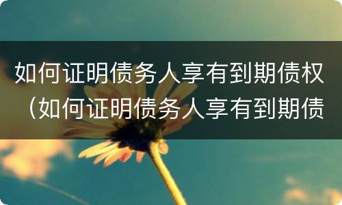 如何证明债务人享有到期债权（如何证明债务人享有到期债权关系）