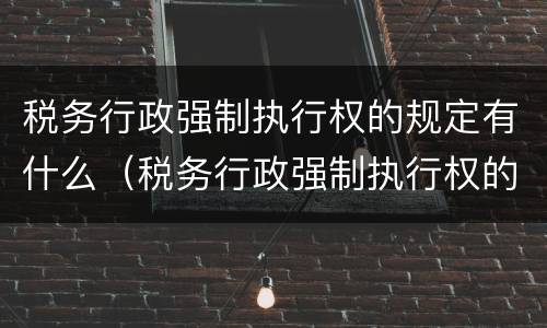 税务行政强制执行权的规定有什么（税务行政强制执行权的规定有什么意义）