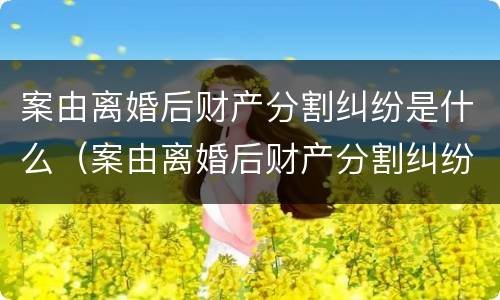 案由离婚后财产分割纠纷是什么（案由离婚后财产分割纠纷是什么意思）