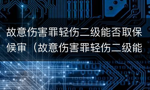 故意伤害罪轻伤二级能否取保候审（故意伤害罪轻伤二级能否取保候审呢）
