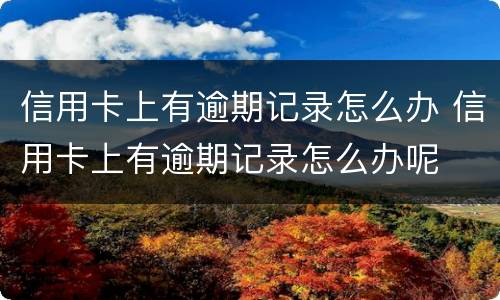 信用卡上有逾期记录怎么办 信用卡上有逾期记录怎么办呢