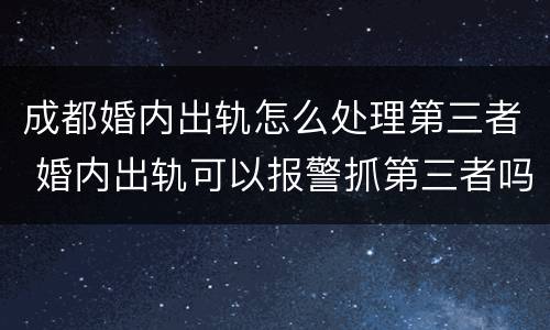 成都婚内出轨怎么处理第三者 婚内出轨可以报警抓第三者吗