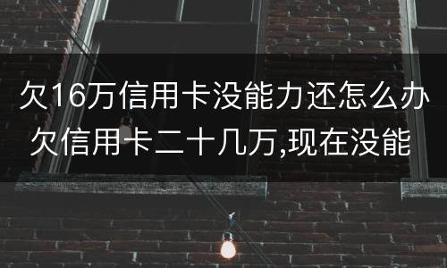 欠16万信用卡没能力还怎么办 欠信用卡二十几万,现在没能力还了