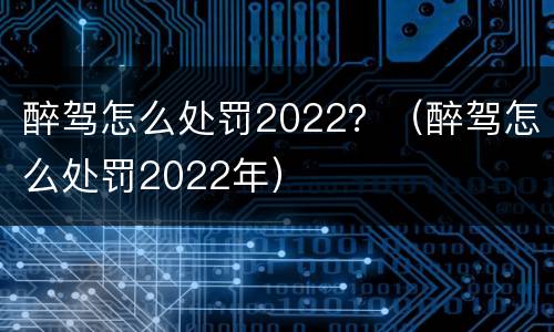 醉驾怎么处罚2022？（醉驾怎么处罚2022年）