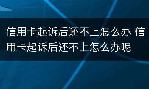 信用卡起诉后还不上怎么办 信用卡起诉后还不上怎么办呢