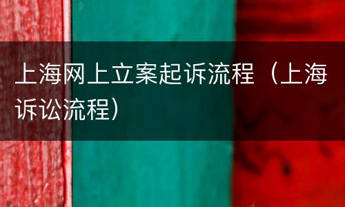 上海网上立案起诉流程（上海诉讼流程）