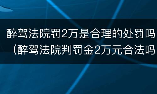醉驾法院罚2万是合理的处罚吗（醉驾法院判罚金2万元合法吗）