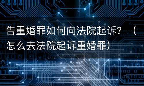 告重婚罪如何向法院起诉？（怎么去法院起诉重婚罪）