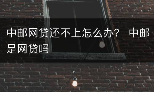 中邮网贷还不上怎么办？ 中邮是网贷吗
