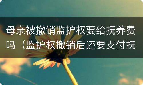 母亲被撤销监护权要给抚养费吗（监护权撤销后还要支付抚养费）