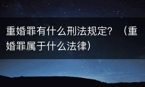 重婚罪有什么刑法规定？（重婚罪属于什么法律）
