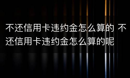 不还信用卡违约金怎么算的 不还信用卡违约金怎么算的呢