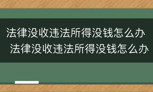 法律没收违法所得没钱怎么办 法律没收违法所得没钱怎么办呢