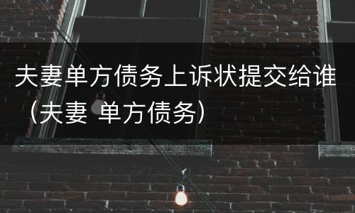 夫妻单方债务上诉状提交给谁（夫妻 单方债务）