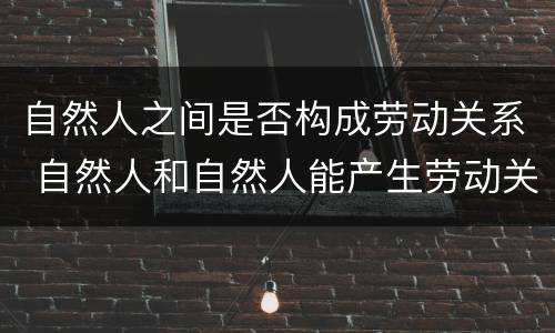 自然人之间是否构成劳动关系 自然人和自然人能产生劳动关系吗