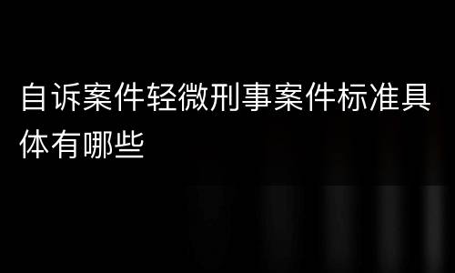 自诉案件轻微刑事案件标准具体有哪些