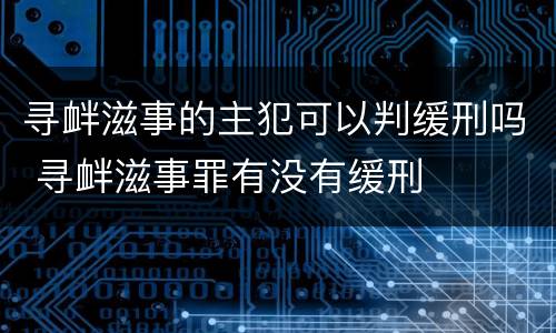 寻衅滋事的主犯可以判缓刑吗 寻衅滋事罪有没有缓刑