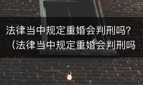 法律当中规定重婚会判刑吗？（法律当中规定重婚会判刑吗）