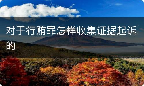 对于行贿罪怎样收集证据起诉的