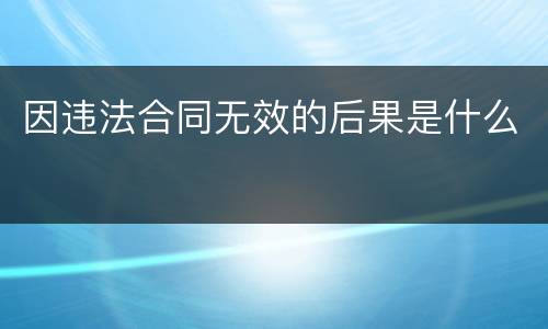 因违法合同无效的后果是什么