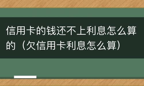 信用卡的钱还不上利息怎么算的（欠信用卡利息怎么算）