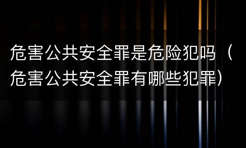 危害公共安全罪是危险犯吗（危害公共安全罪有哪些犯罪）